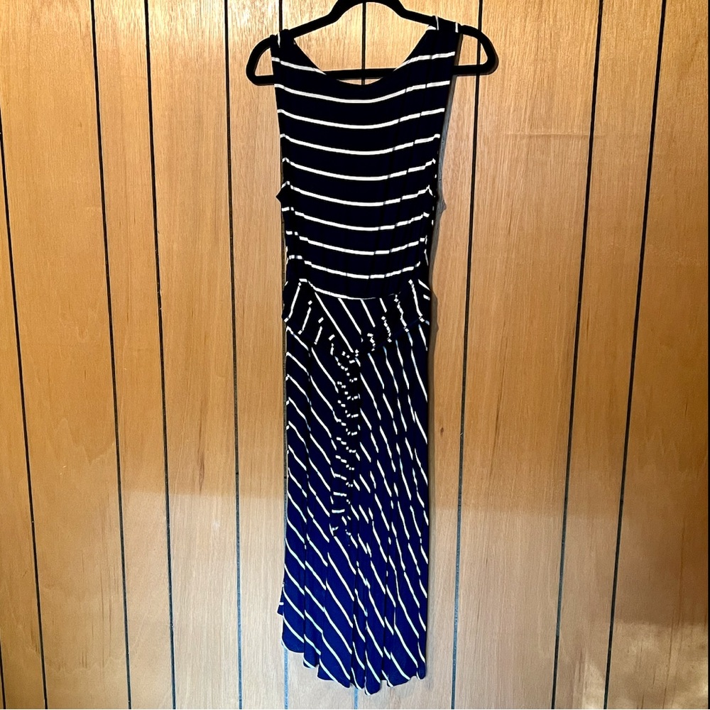 B Collection by Bobeau Navy White Striped Sleeveless Dress women’s size Large - Picture 4 of 5